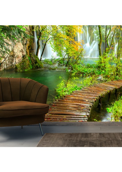 Şelale ve Köprü Desenli Isı ve Ses Yalıtımlı Sağlıklı Tekstil Duvar Kağıdı modelleri