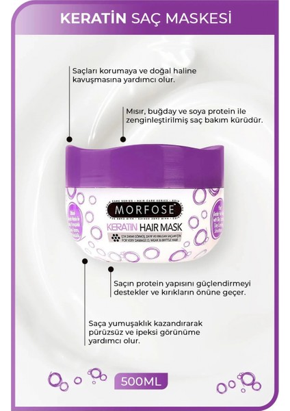 Keratin Saç Maskesi 500 ml - Yıpranmış Saçlar Için - Mrfs fiyatları