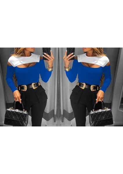 Kadın Uzun Kollu Bisiklet Yaka Göğüs Dekolteli Kaşkorse Bluz modelleri