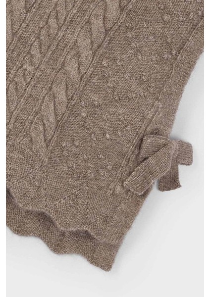 Kız Çocuk Yanları Fiyonklu Saç Örgüsü Desenli Triko Süveter - Kahverengi modelleri