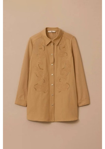 Kadın Nakış Detaylı Baskılı Ceket - Camel indirimleri