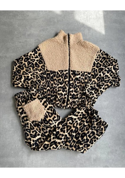 Kadın 3 Iplik Kumaş Leopar Desenli Ikili Takım fiyatları