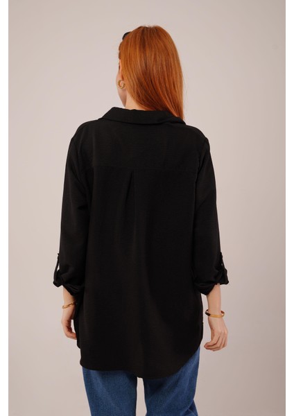 Salaş Kesim Cepli Siyah Gömlek fırsatları