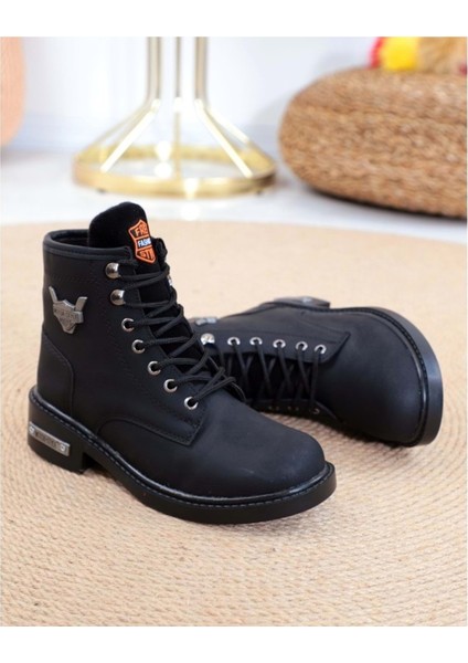 15440 Siyah Sıcak Astar Esnek Fermuarlı Çocuk Bot