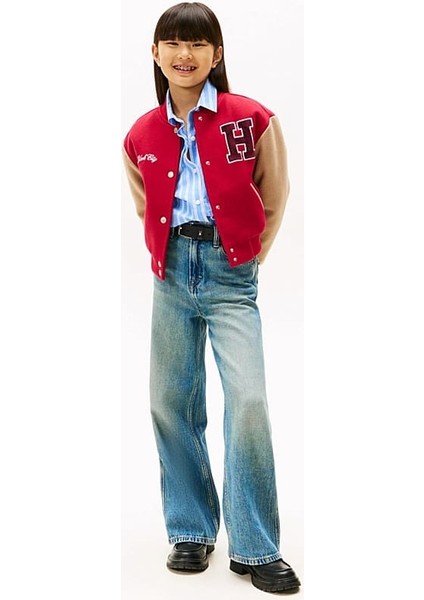 Kız Çocuk Regular Fit Harf Apilkeli Kolej Ceket - Kırmızı fiyatları