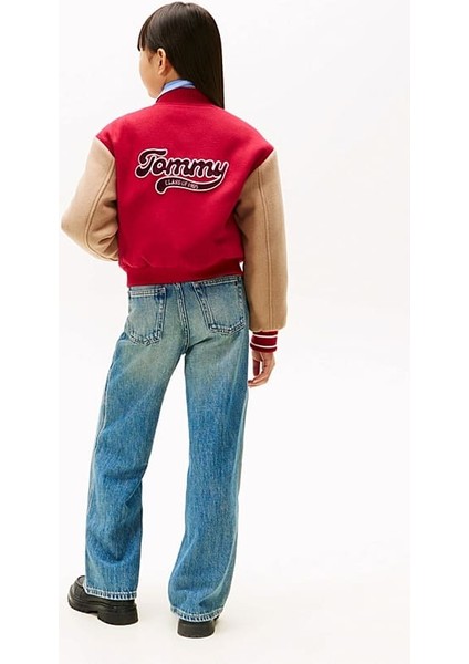Kız Çocuk Regular Fit Harf Apilkeli Kolej Ceket - Kırmızı modelleri