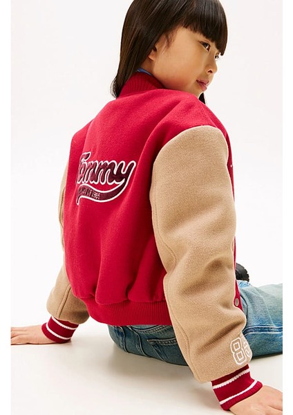 Kız Çocuk Regular Fit Harf Apilkeli Kolej Ceket - Kırmızı indirimleri