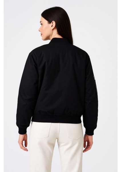Içi Astarlı Fermuarlı Bomber Mont Ceket - Siyah fiyatları