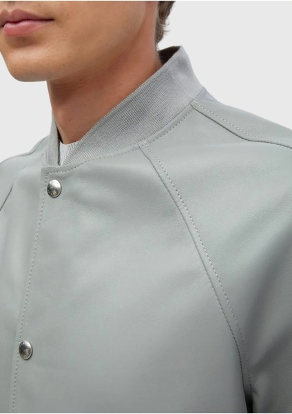 Gri Regular Fit Dik Yaka Casual Koyun Derisi Deri Mont indirimleri