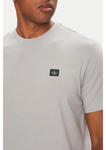 Erkek Logo Patch'li T-Shirt - Gri indirimleri
