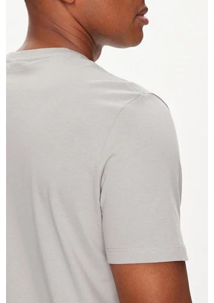 Erkek Logo Patch'li T-Shirt - Gri