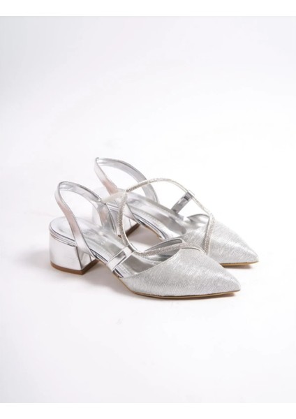 833 Gümüş Simli Abiye Kısa Topuklu Kadın Ayakkabı fiyatları