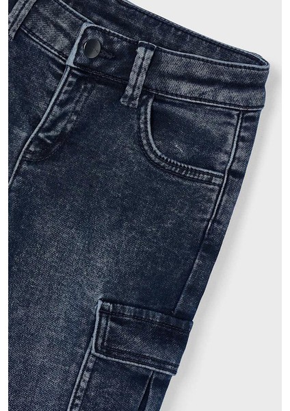 Erkek Çocuk Kargo Cepli Jean Pantolon - Koyu Mavi modelleri