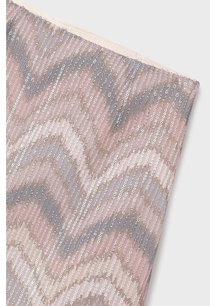 Kız Çocuk Zikzak Desenli Payetli Mini Etek - Pembe modelleri