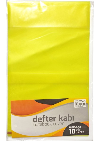 A5 Boyunda Notebook Şeffaf Hazır Defter Kabı Sarı - 10 Adet