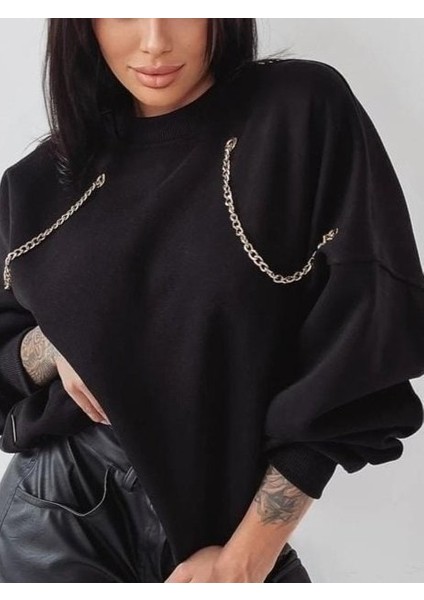 Kadın Uzun Kollu Zincir Detay Iki Iplik Bluz modelleri