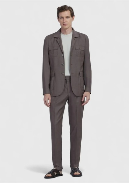 Açık Kahve Düz Shirt Shoulder Slim Fit %100 Yün Ceket fiyatları