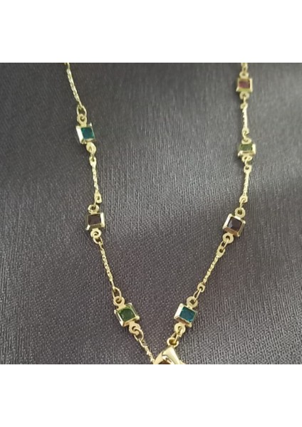 Renkli Taşlı Y Çelik Kolye fiyatları