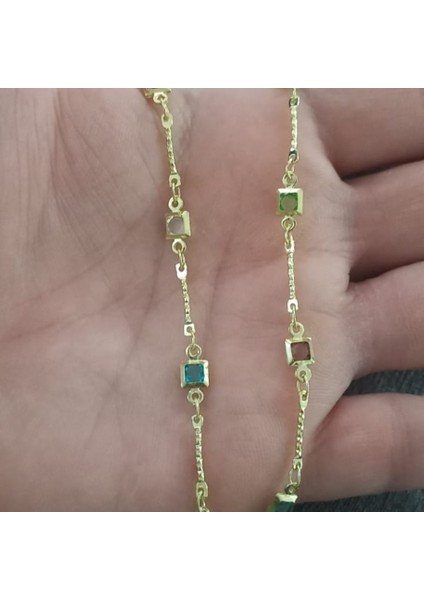 Renkli Taşlı Y Çelik Kolye modelleri