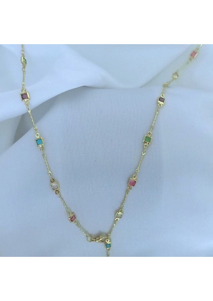 Renkli Taşlı Y Çelik Kolye fırsatları