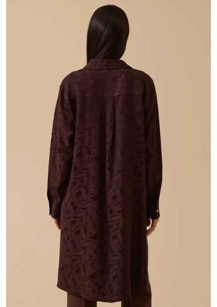 Kadın Desenli Uzun Jakar Tunik - Kahverengi fiyatları