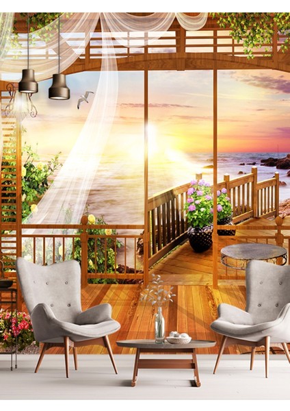 Kamelya Desenli Isı ve Ses Yalıtımlı Sağlıklı Tekstil Duvar Kağıdı