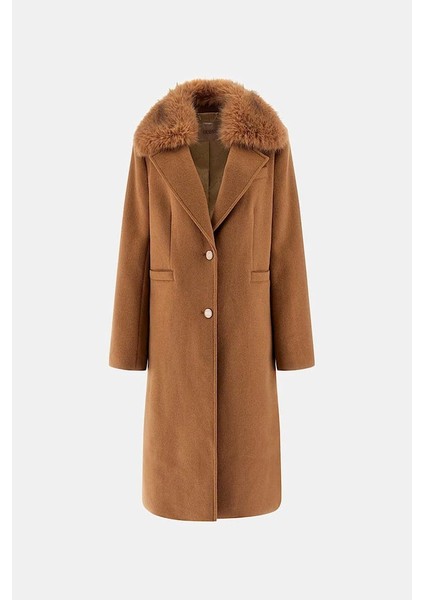 Kadın Karole Yün Karışımlı Kaban - Kahverengi indirimleri