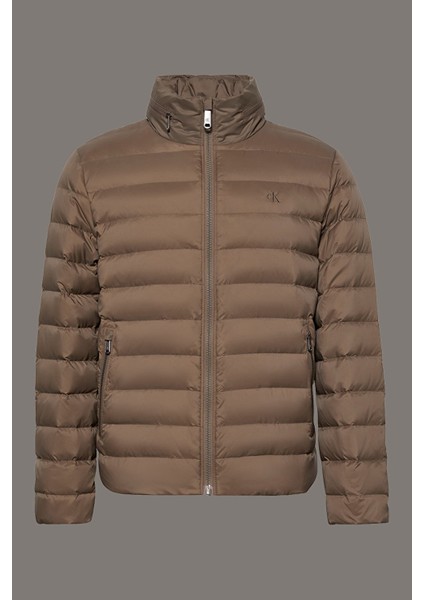 Erkek Normal Kalıp Kapüşonlu Hafif Şişme Mont - Vizon