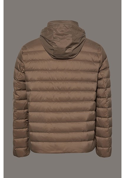 Erkek Normal Kalıp Kapüşonlu Hafif Şişme Mont - Vizon fiyatları