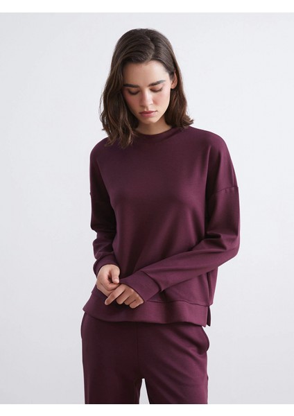 Lcw Vision Mürdüm Bisiklet Yaka Oversize Kadın Sweatshirt