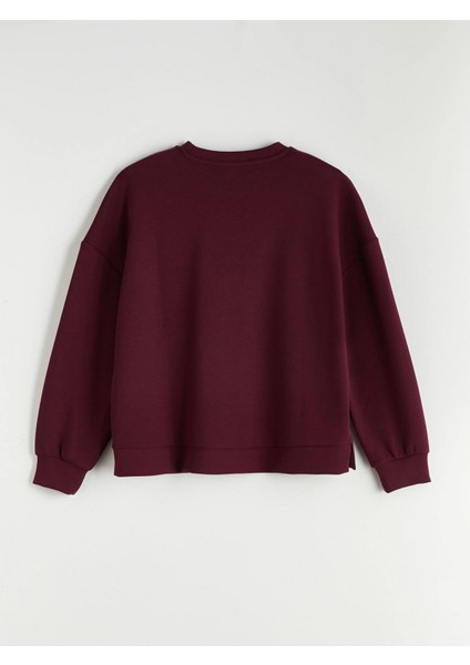 Lcw Vision Mürdüm Bisiklet Yaka Oversize Kadın Sweatshirt