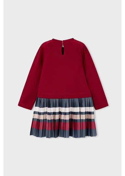 Kız Çocuk Normal Kalıp Piliseli Elbise - Vişne fiyatları