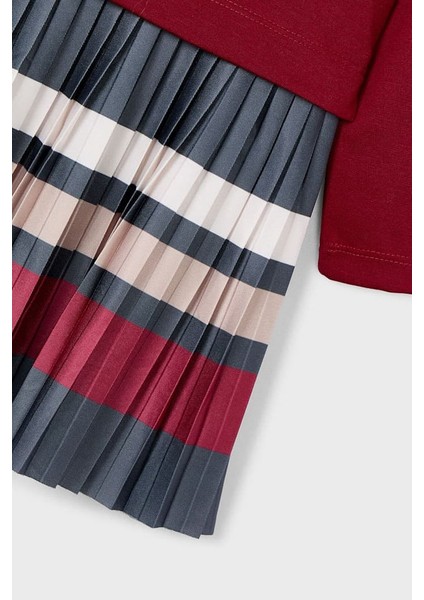 Kız Çocuk Normal Kalıp Piliseli Elbise - Vişne modelleri