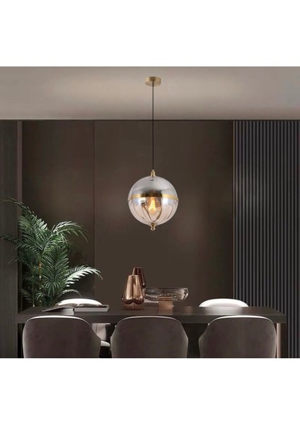 Amber Bal-Füme Tekli Avize 25 cm