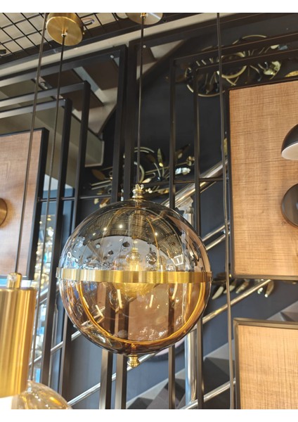 Amber Bal-Füme Tekli Avize 25 cm fiyatları