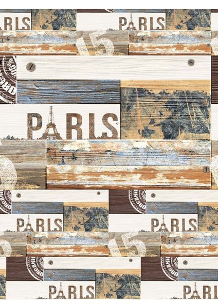 Paris Yazılı Ahşap Desenli Isı ve Ses Yalıtımlı Sağlıklı Tekstil Duvar Kağıdı modelleri