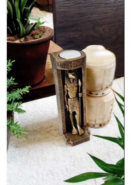 Polyester Mısır Figürü Anubis Figürlü Mumluk