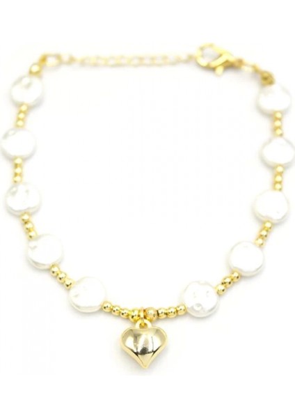 Kalp Inci Bileklik - Altın