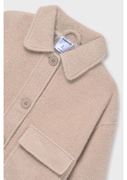 Kız Çocuk Rahat Kalıp Cepli Dokulu Triko Ceket - Bej modelleri