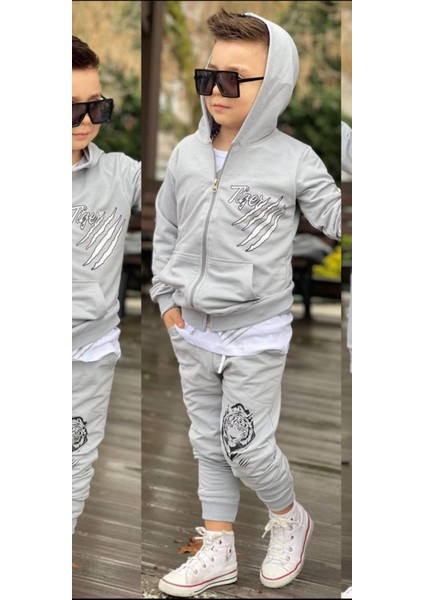 Erkek Çocuk Aslan Baskılı 3'lü Eşofman Takım 2 Iplik Full Likra indirimleri