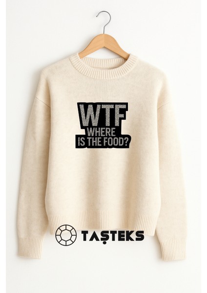 Taşlı Ütülenebilen Veya Sticker Olarak Kullanılabilen 'wtf Where Is The Food' Yazı Modeli fiyatları