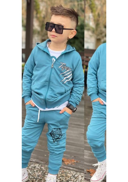 Erkek Çocuk Aslan Baskılı 3'lü Eşofman Takım 2 Iplik Full Likra fiyatları