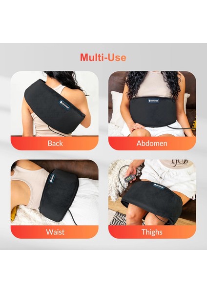 Comfıer Isıtma Pedi, 2 Isı Seviyesi ve 3 Masaj Modu Sırt Masaj Aleti - Siyah