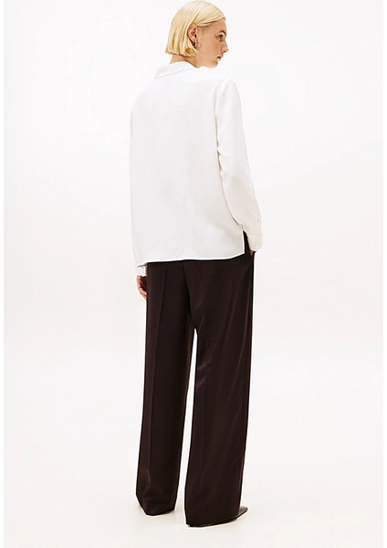 Kadın Regular Fit Gizli Patlı Viskon Gömlek - Ekru modelleri