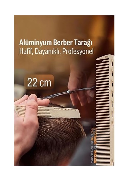 22 cm Alüminyum Saç Kesim Tarağı – Berber Tarağı Hafif, Dayanıklı, Profesyonel