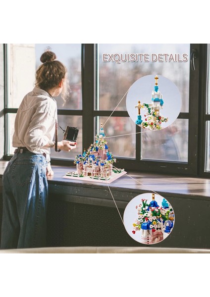 Kadablk Çiçekli Mimari Kale Serisi Mikro Blok Yapı Setleri - 4000+ Parça fırsatları