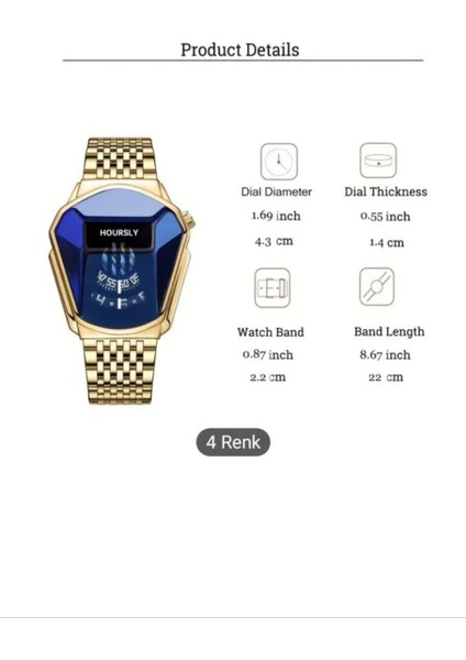 Erkek saati HOURSLY asaleti gücü yansıtan özel dizayn tasarım Quartz k