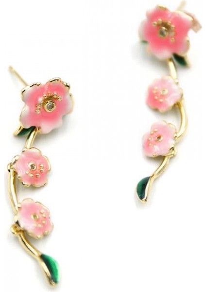 Mineli Çiçek Küpe - Pembe fiyatları