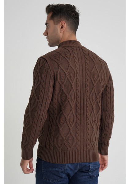 Erkek Cepli Fermuarlı Yürütme Saç Örgülü Yün Hırka TRIST-5355 modelleri