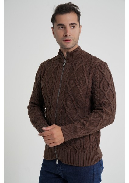 Erkek Cepli Fermuarlı Yürütme Saç Örgülü Yün Hırka TRIST-5355 fırsatları